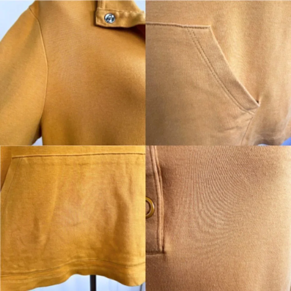 ISAAC MIZRAHI LIVE! Snap Henley Knit Pullover in Mustard Yellow Size L - Picture 13 of 14